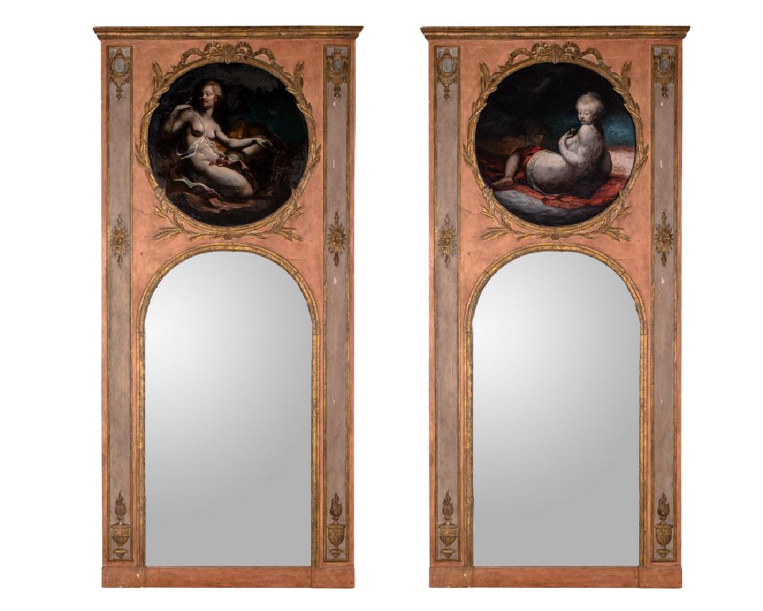 PAIR OF FRENCH PAINTED & GILTWOOD TRUMEAUX (1 of 9)