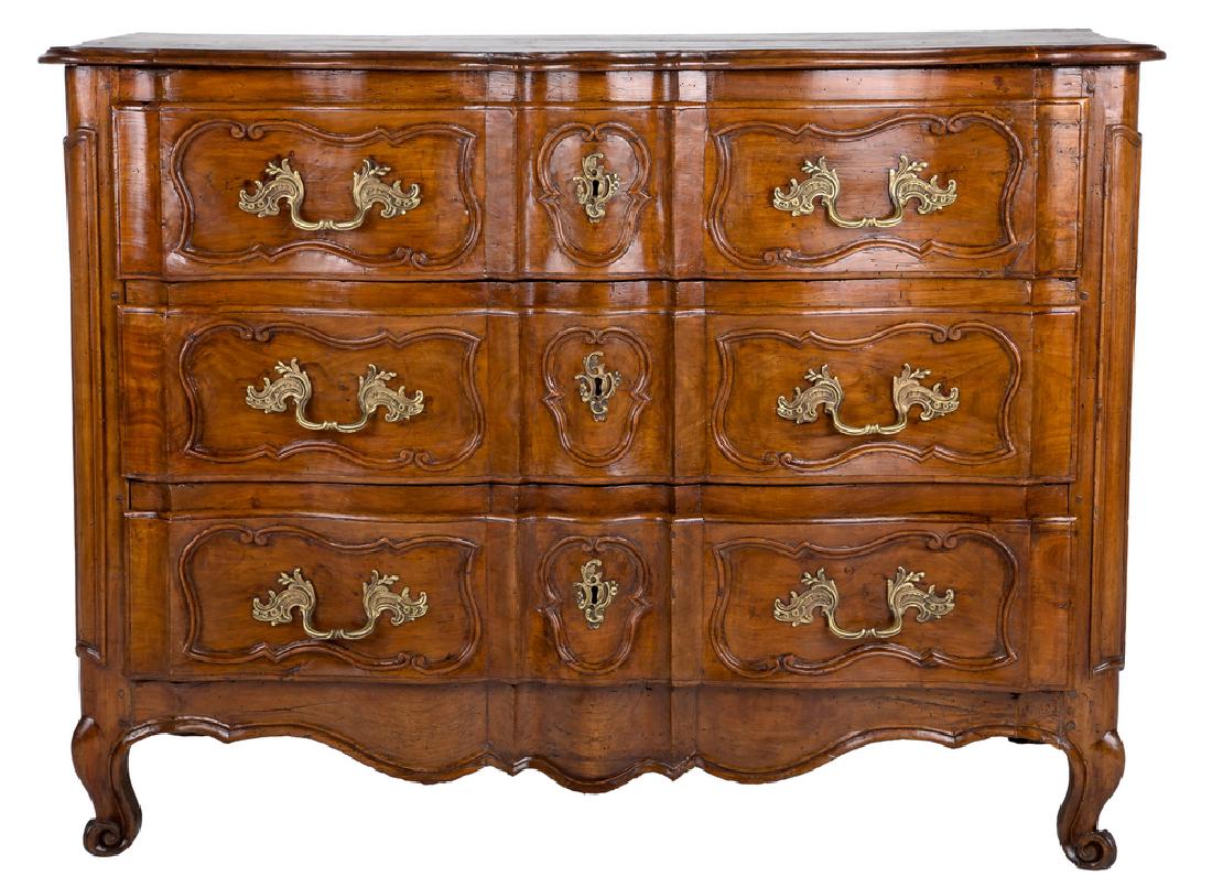 FRENCH WALNUT THREE-DRAWER COMMODE (1 of 8)