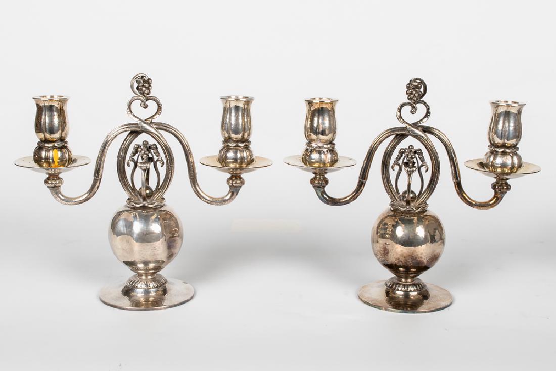 PAIR OF GEORG JENSEN STERLING "POMEGRANATE" CANDELABRA (1 of 9)