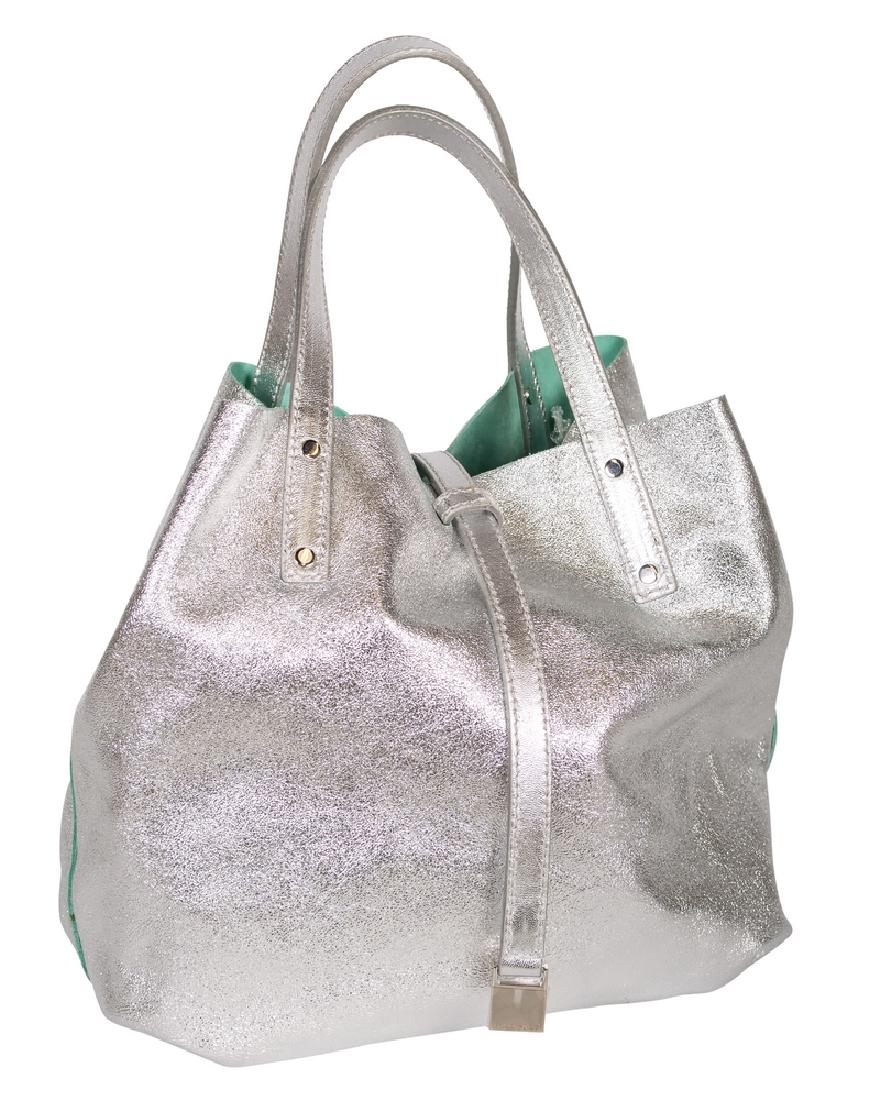 SILVER LEATHER DOUBLE HANDLE SOFT TIFFANY & CO. HANDBAG (1 of 8)