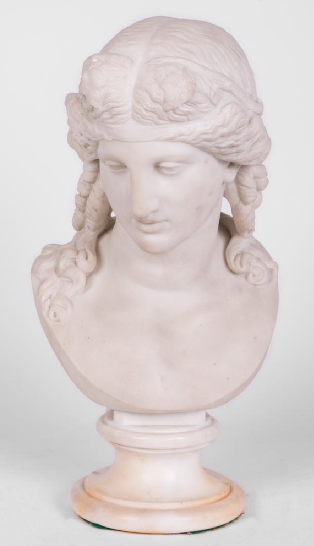 ITALIAN MARBLE BUST OF VENUS: inscribed G. Rossi 20 inches high