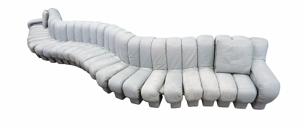 DE SEDE DS600 NON STOP LEATHER SECTIONAL SOFA: Condition: with wear to leather approximately 28 feet wide; 36 inches deep; 29 1/2 inches high