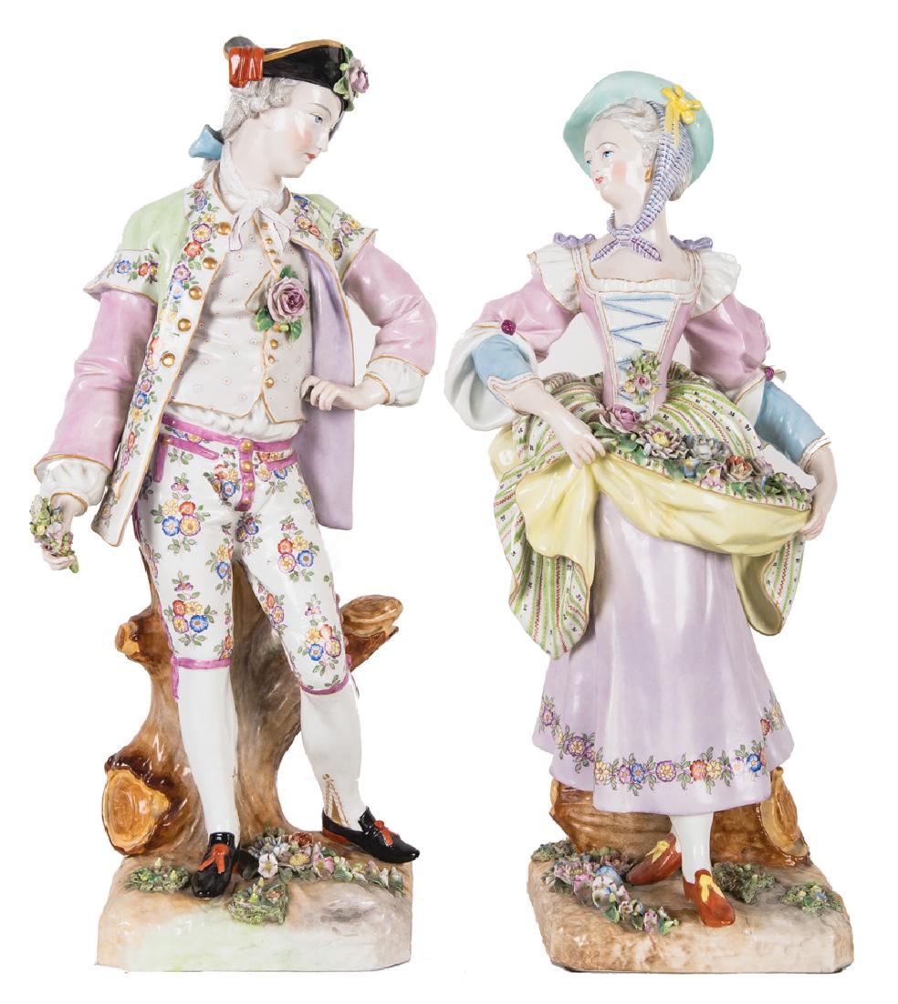 PAIR OF GERMAN PORCELAIN FIGURES (1 of 17)