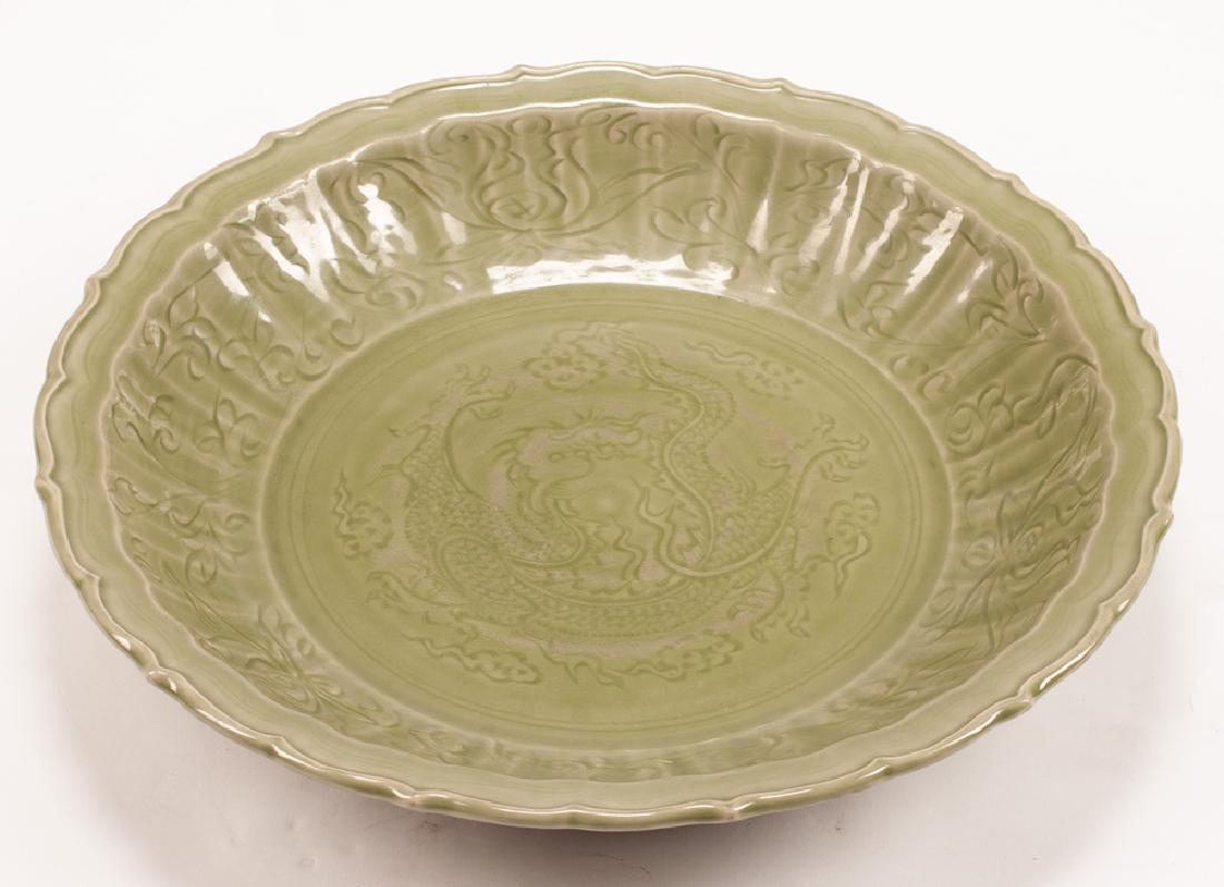 CHINESE CELADON PORCELAIN CHARGER (1 of 9)
