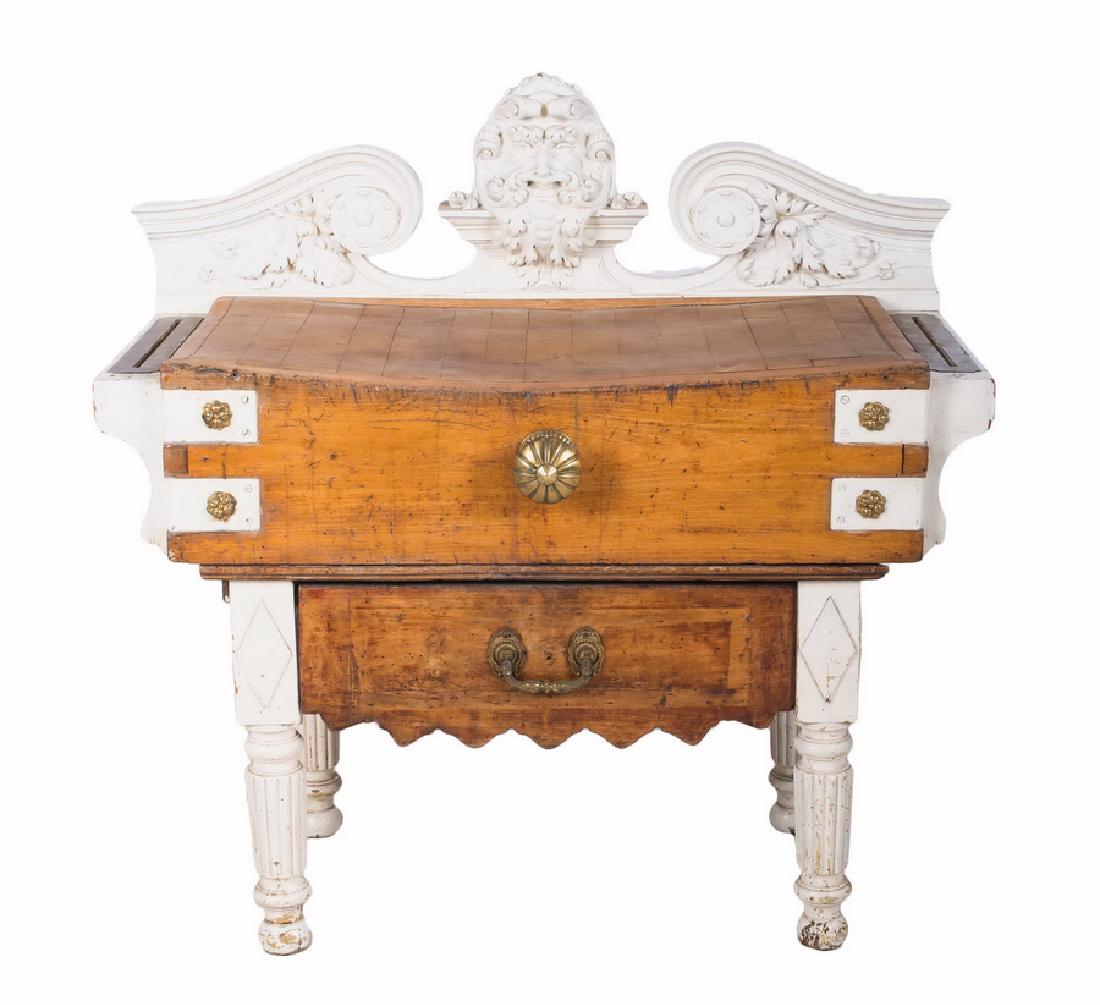 PAINTED FRENCH BUTCHER BLOCK TABLE (1 of 9)