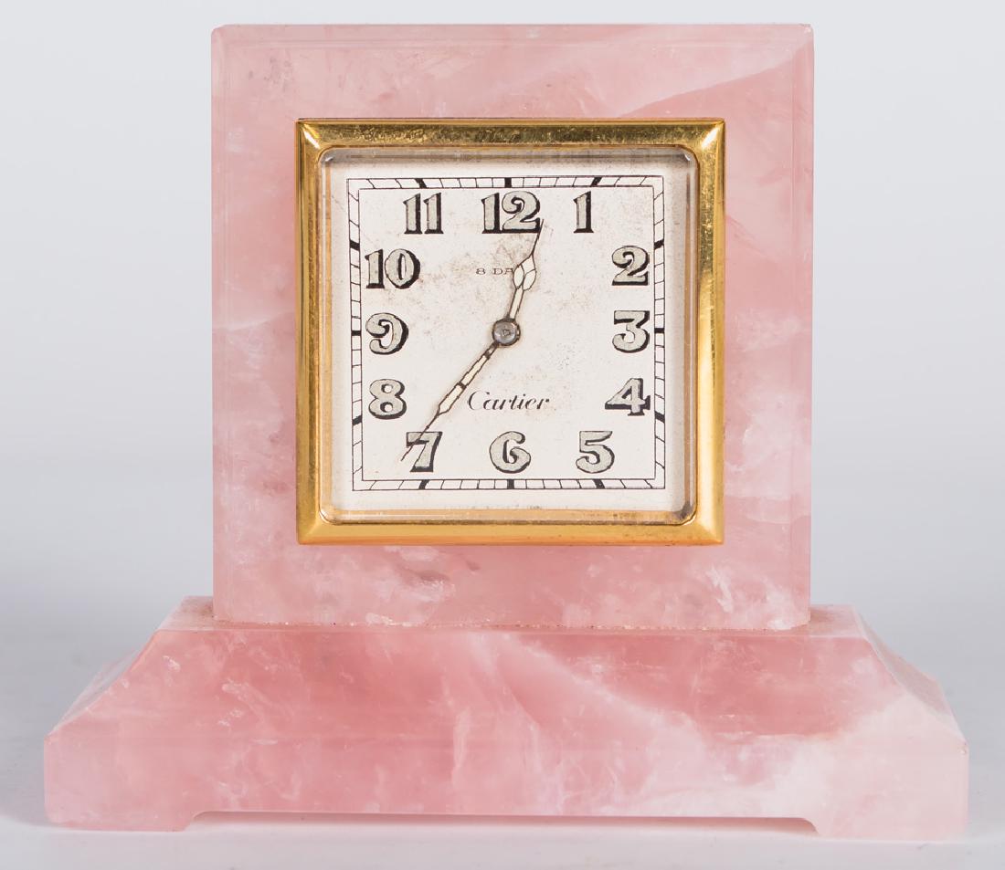 CARTIER ROSE QUARTZ DESK CLOCK (1 of 15)