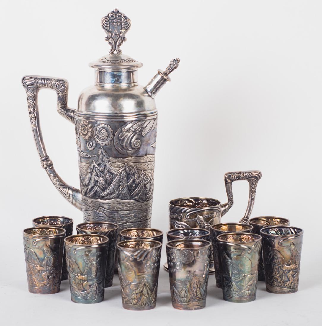 RUSSIAN FOURTEEN-PIECE SILVER DRINK SET (1 of 11)