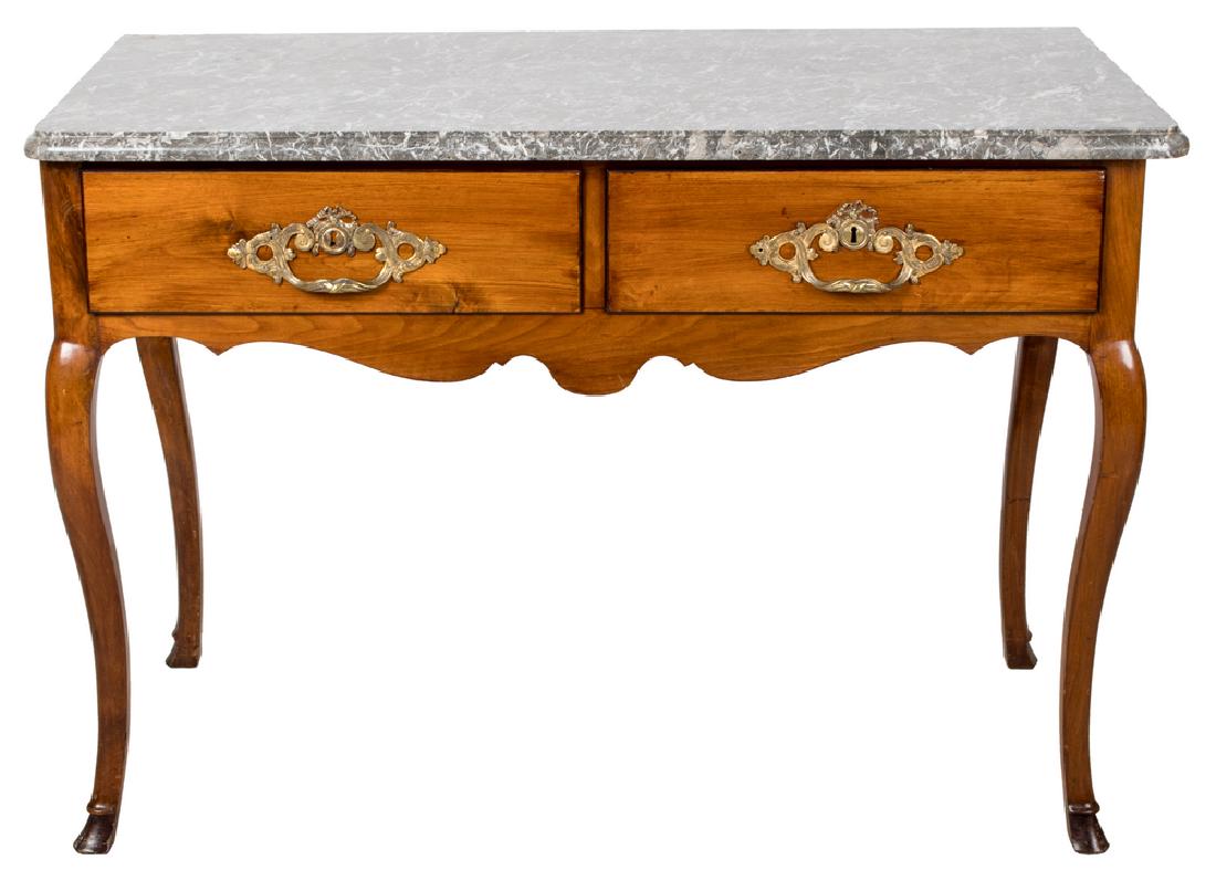 FRENCH LOUIS XV MARBLE TOP & FRUITWOOD CONSOLE TABLE (1 of 10)