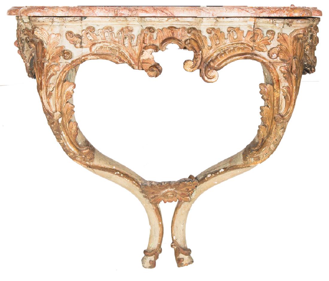 CONTINENTAL PAINTED & PARCEL GILT CONSOLE (1 of 9)