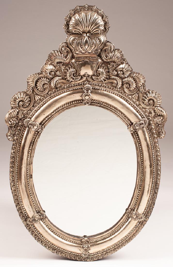 PORTUGUESE REPOUSSE SILVERED MIRROR (1 of 3)
