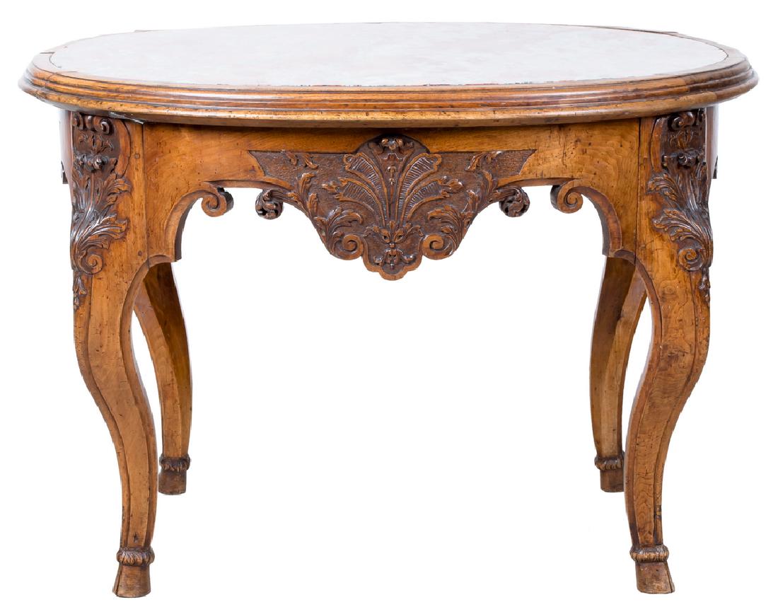 FRENCH REGENCE WALNUT & MARBLE TOP CENTER TABLE (1 of 13)