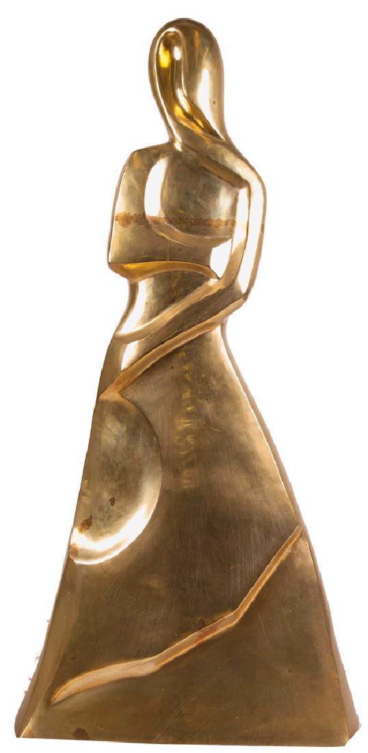 VICTOR SALMONES: "FIGURE OF A WOMAN": gilt bronze inscribed on base & numbered 10/10 27 inches wide; 57 1/2 inches high