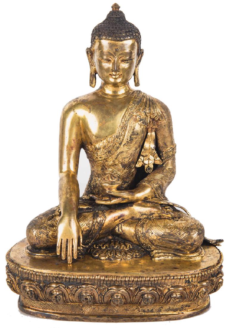 CHINESE SEATED GILT BRONZE BUDDHA (1 of 12)