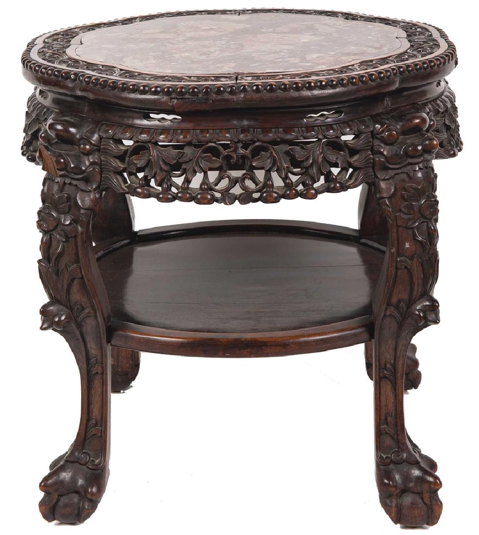 CHINESE HARDWOOD &  MARBLE INSET TABORET (1 of 11)