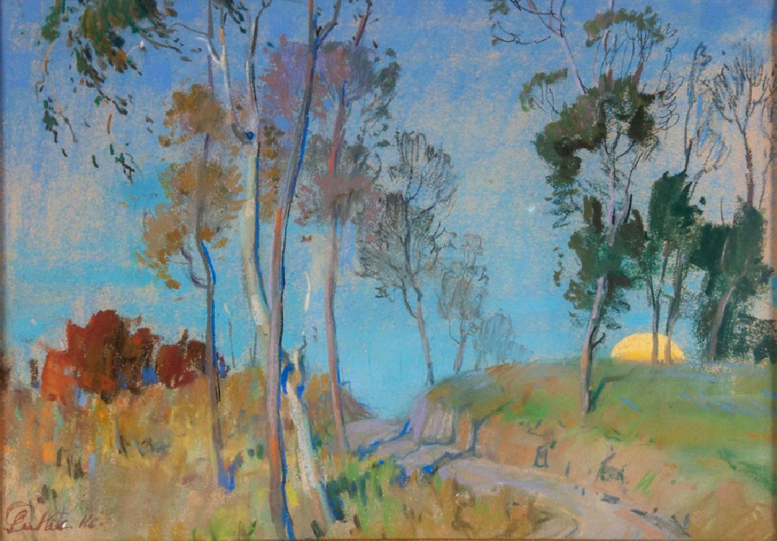 THEODORE LUKITS: "EUCALYPTUS LANDSCAPE": pastel on paper signed lower left 10 1/4 x 14 3/4 inches sight