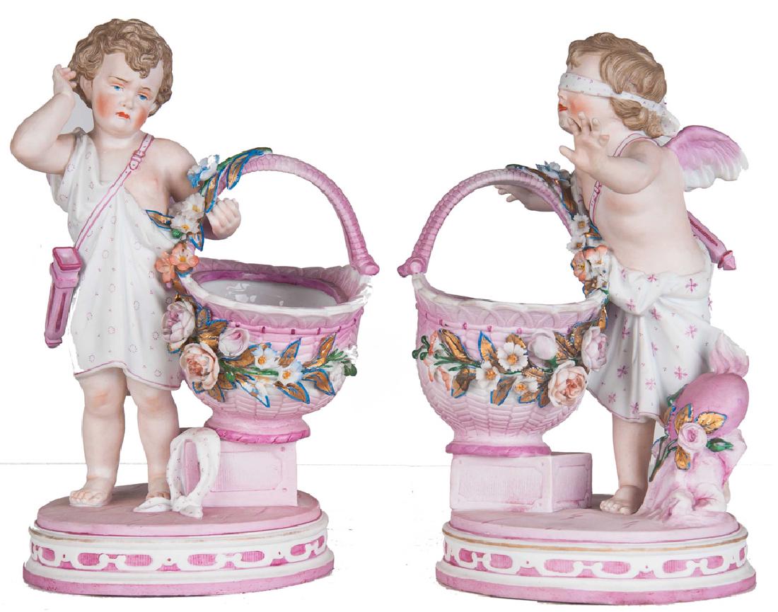 PAIR OF KPM PORCELAIN CHERUBS: stamped to bottom 'KPM' 9 1/2 inches high