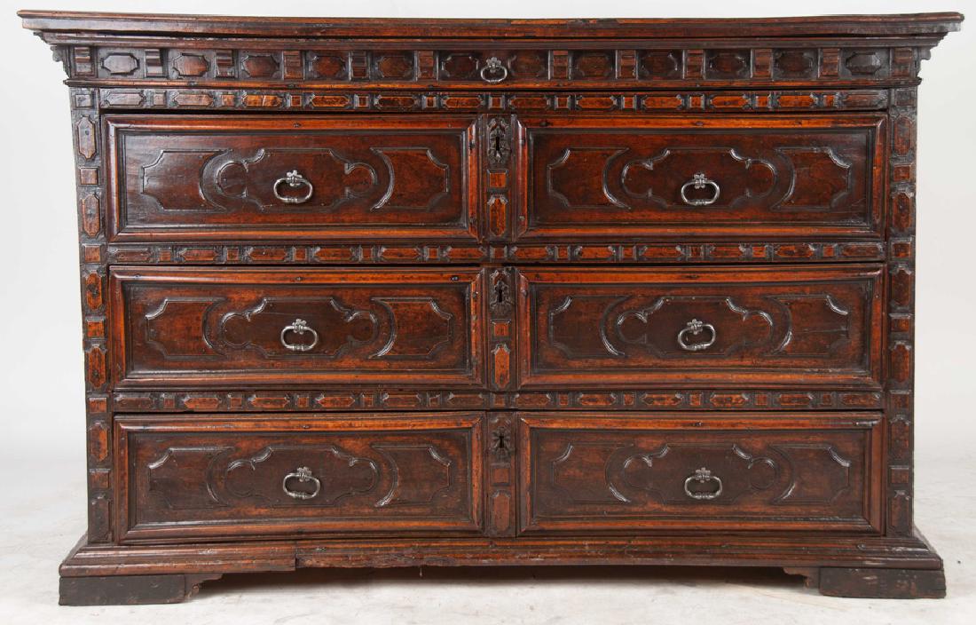 TUSCAN WALNUT COMMODE: 62 3/4 inches wide; 24 inches deep; 39 1/2 inches high