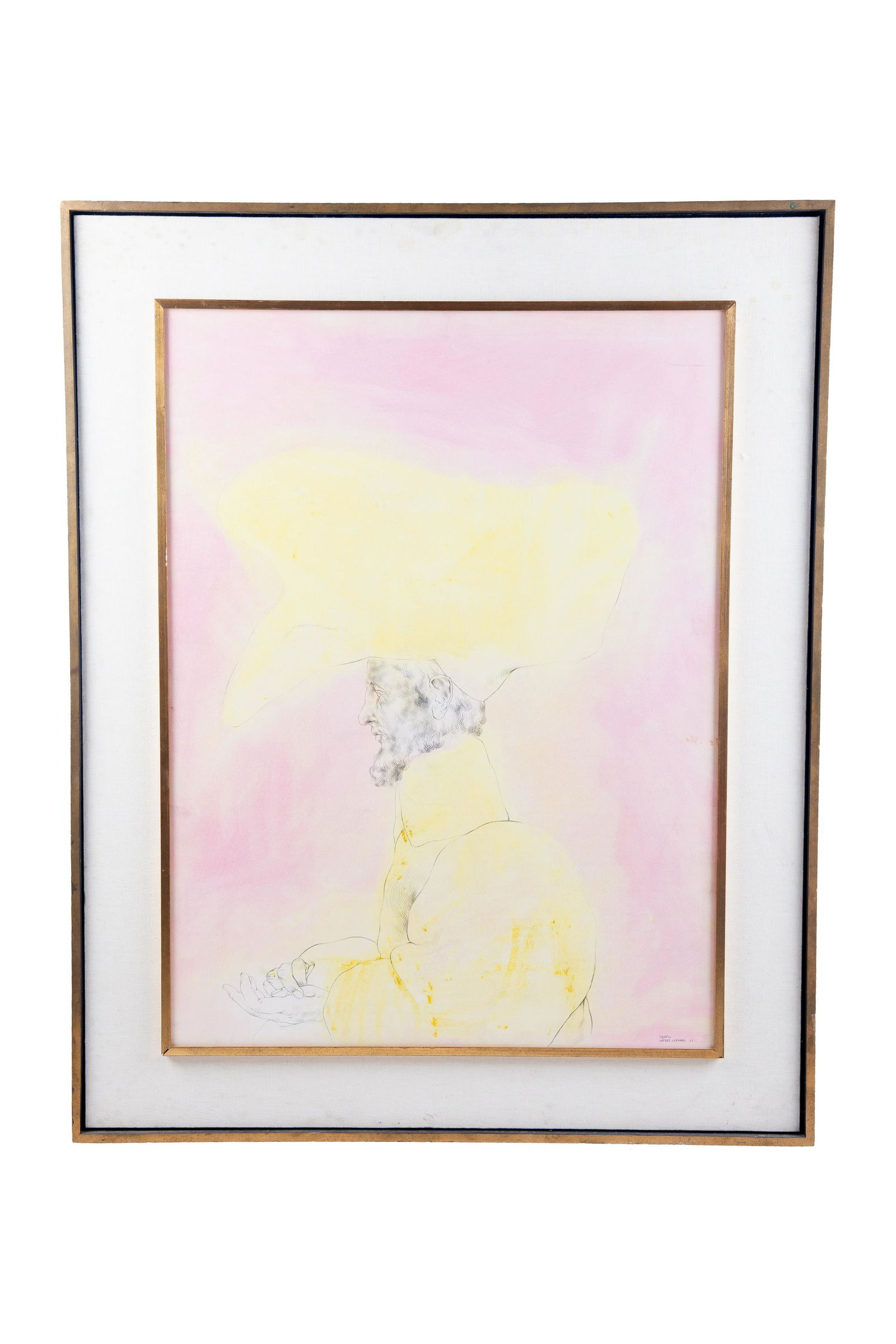 RAFAEL CORONEL: "PAINTING OF A MAN": circa 1972 pencil, pastel, and watercolor on paper signed and dated lower right 41 3/4 x 30 3/4 inches