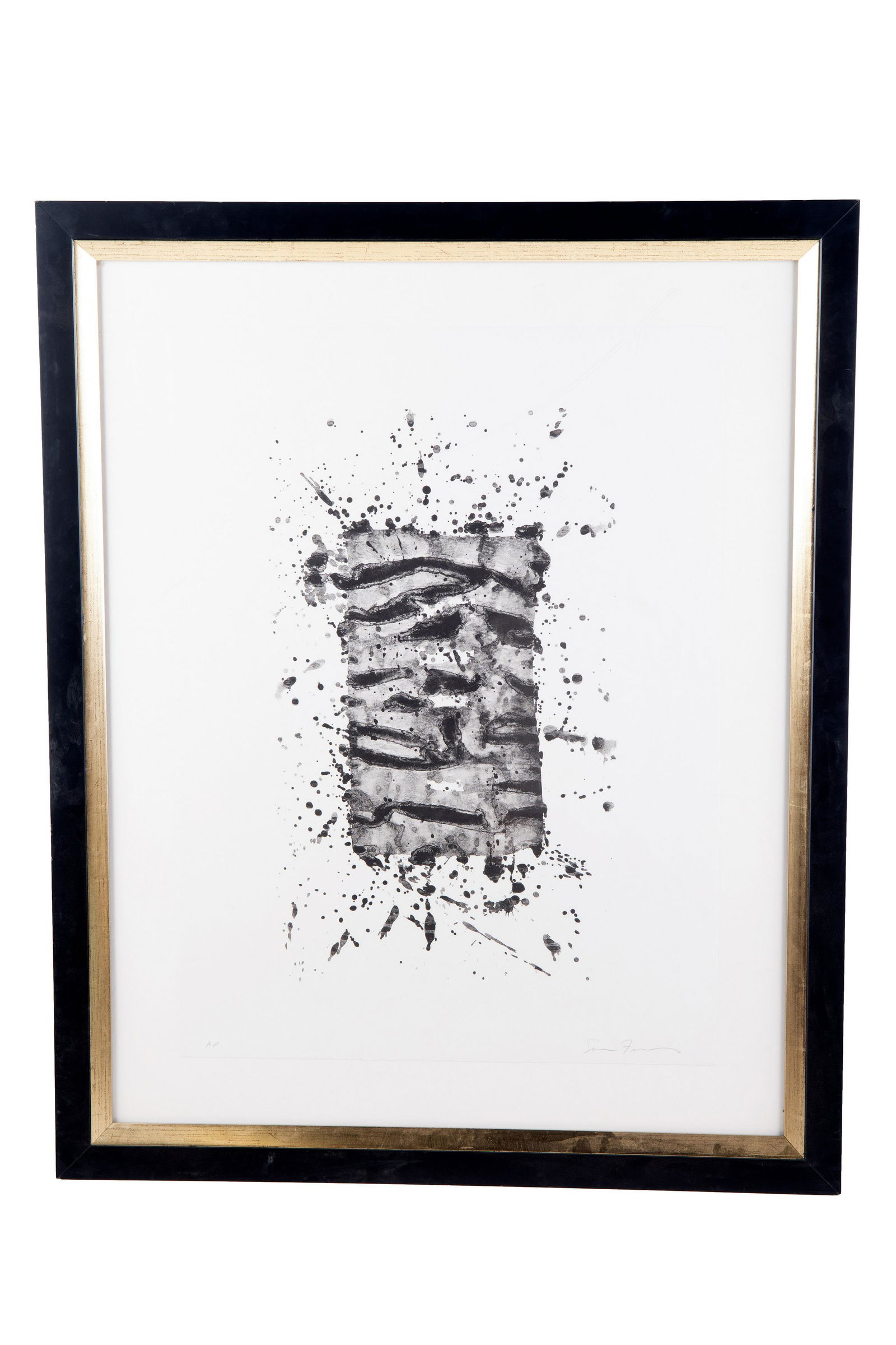 SAM FRANCIS: "UNTITLED": circa 1976 lithograph in black & white signed in pencil lower right, ed. A.P. 30 x 22 1/4 inches