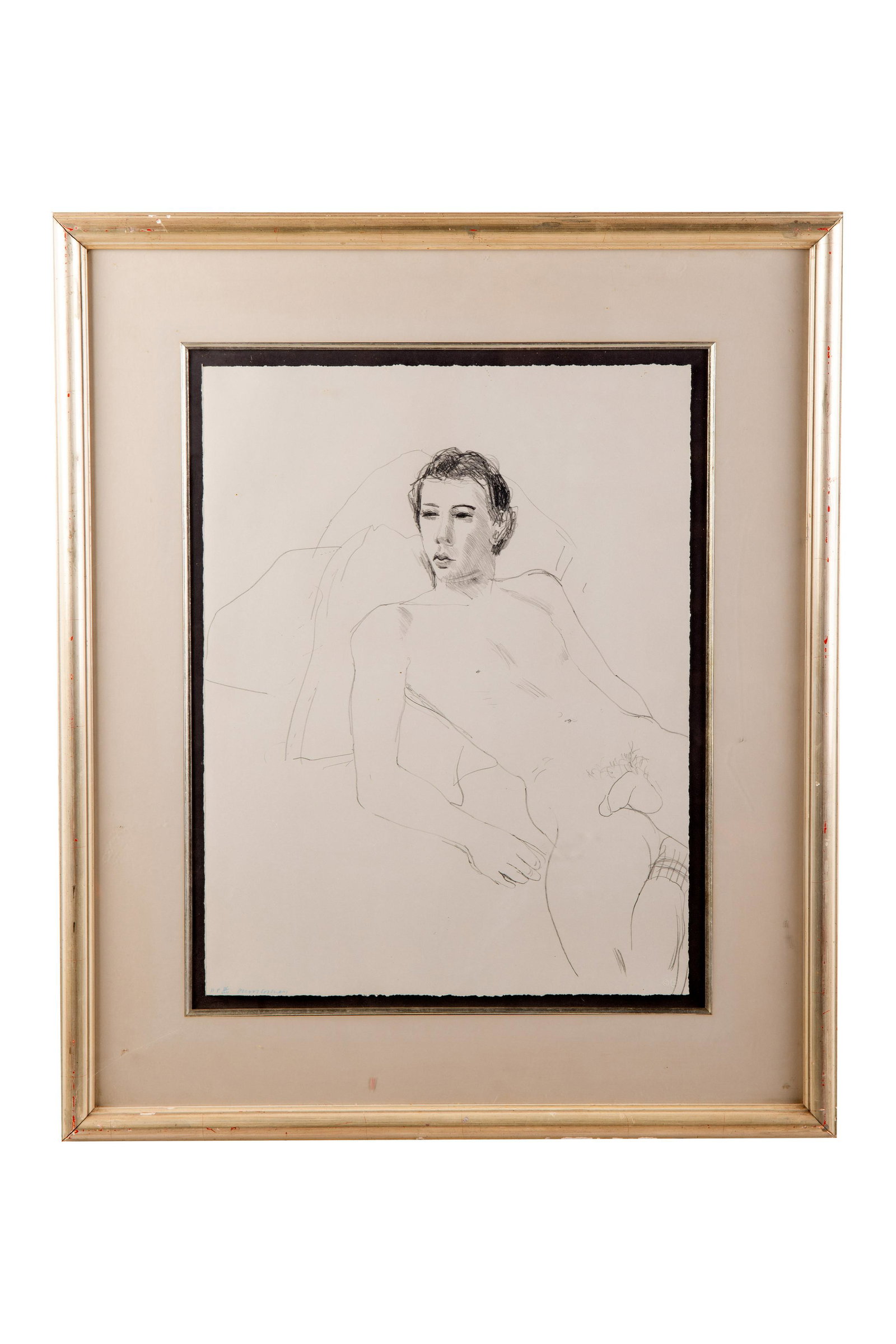 DAVID HOCKNEY: "GREGORY": circa 1975 lithograph signed and numbered in crayon a.p. IV/VIII 25 1/2 x 19 1/2 inches