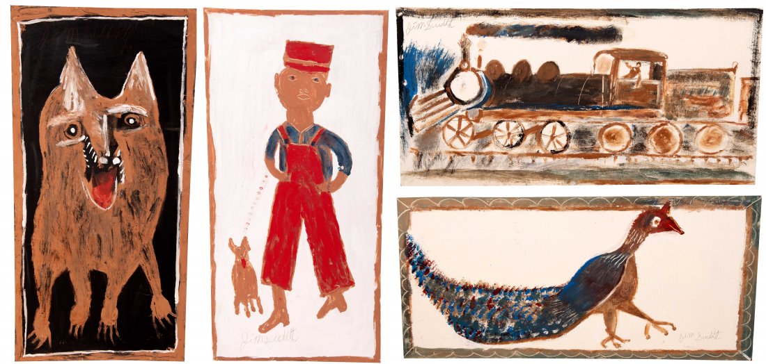 JIMMIE LEE SUDDUTH: "FOUR WORKS": each oil on wood panel each signed 24 x 48 inches