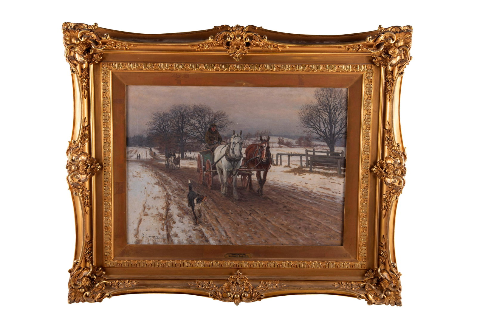 RICHARD LORENZ: "WINTER'S END": circa 1905 oil on canvas signed and dated lower left Provenance: label verso from Marshall Fields Co. 22 1/4 x 30 inches