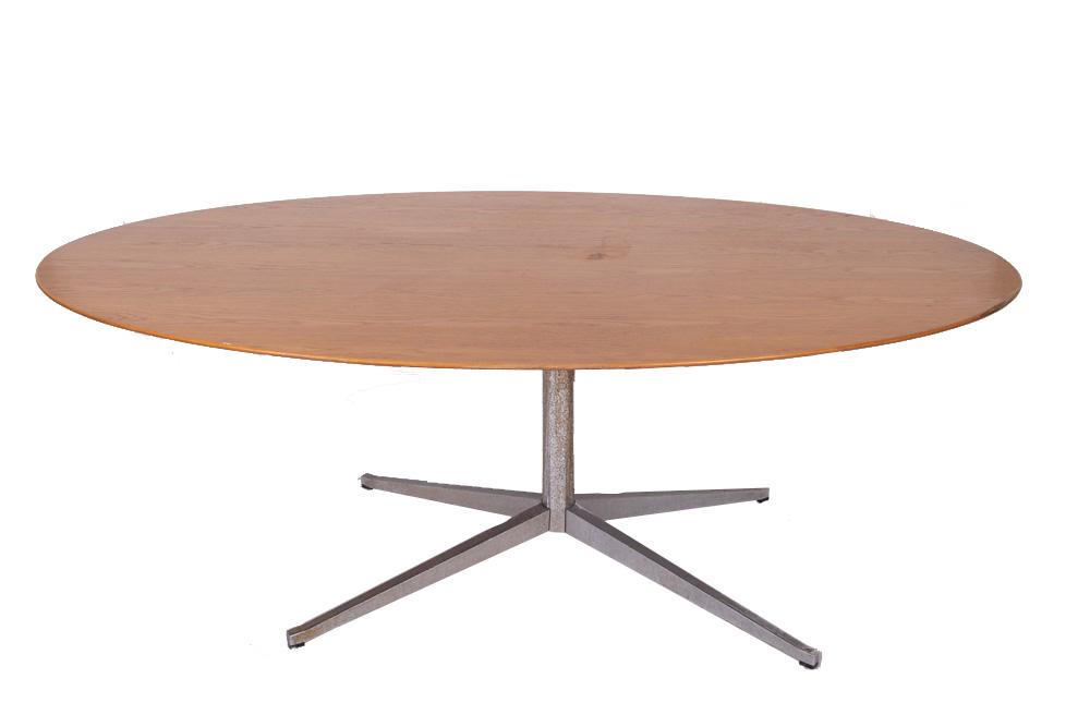 FLORENCE KNOLL CHROME BASE TABLE: Provenance: The Estate of Mario Zamparelli 78 inches wide; 48 inches deep; 27 3/4 inches high