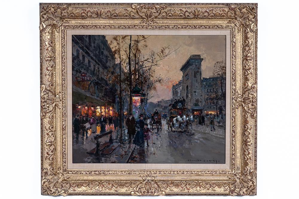 AFTER EDOUARD CORTES: "PORTE ST DENIS": oil on canvas signed lower right Provenance: The Estate of Jo-Ann & David Shore 18 x 22 1/4 inches