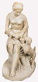 ITALIAN CARVED MARBLE FIGURE OF A WOMAN & DOG