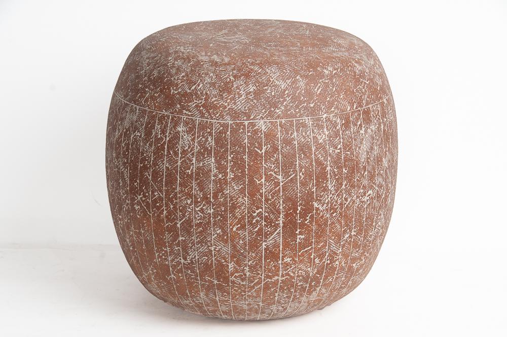 CLAUDE CONOVER: " BUUL" STOOL: glazed earthenware signed and titled to underside 16 1/2 inches wide; 16 1/2 inches high