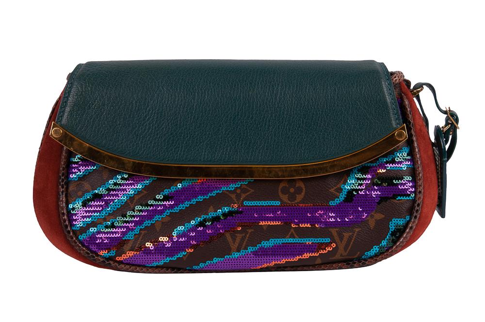 LOUIS VUITTON MONOGRAM SEQUIN TIGER CLUTCH: Printemps 2011 collection 12 inches wide; 2 inches deep; 6 inches high