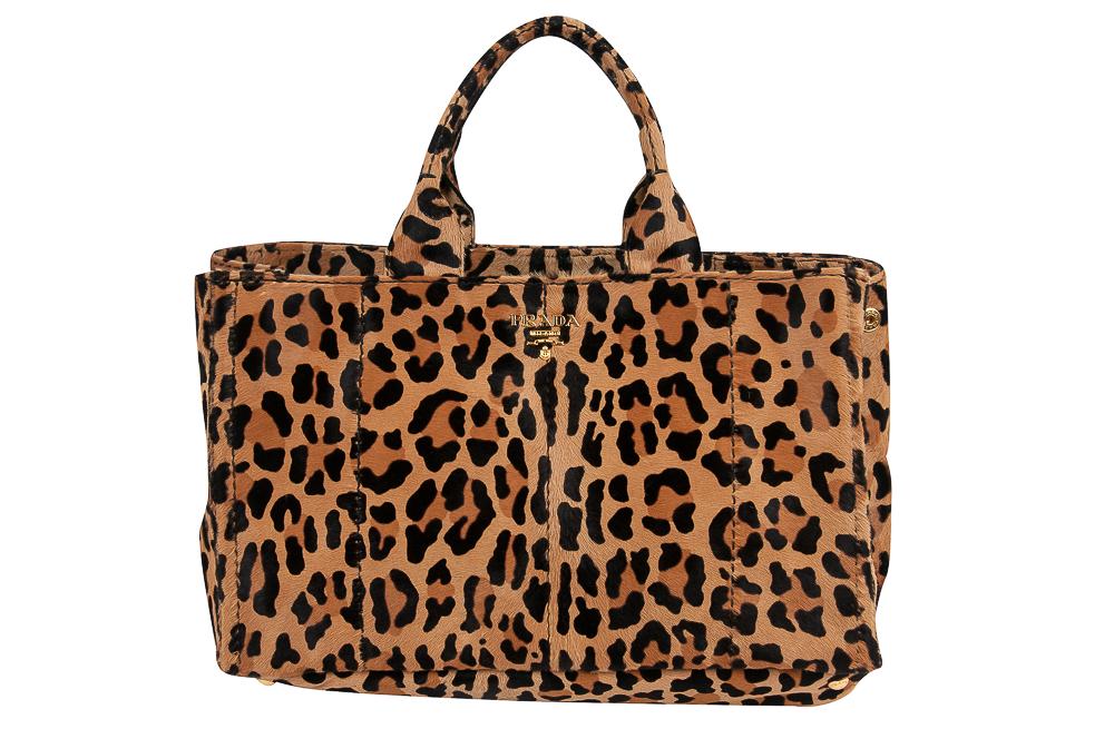 PRADA LEOPARD PRINT TOTE: with box 15 inches wide; 7 inches deep; 10 inches high
