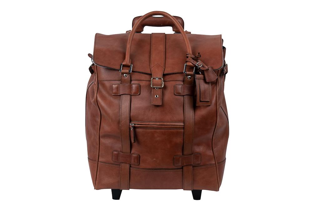 BRUNELLO CUCINELLI BROWN LEATHER TRAVEL BAG: 18 wide; 18 inches deep; 18 inches high