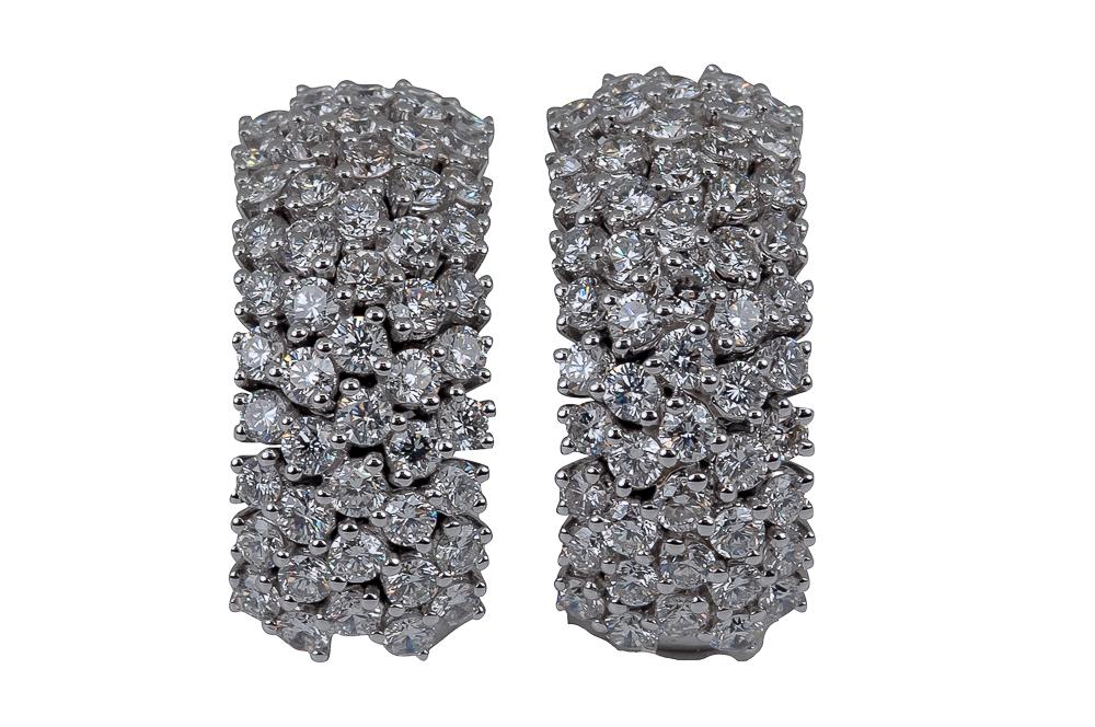 ROBERTO COIN 18 KARAT WHITE GOLD & DIAMOND EARRINGS: total diamond weight for the pair is approximately 3.12 carats [F-G/VS1] 10.5 grams 21 x 9 mm