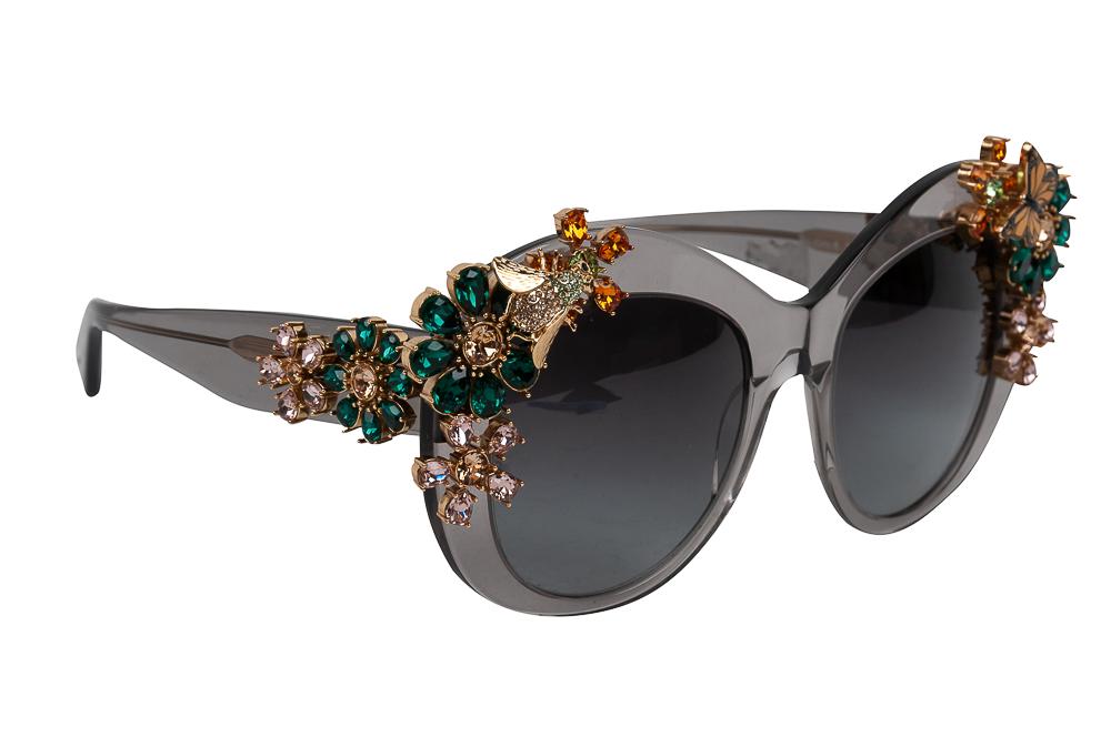 DOLCE & GABBANA SUNGLASSES: having metal and stone embellishments; with Dolce & Gabbana soft case