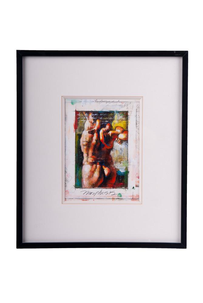 JIM MORPHESIS: "MORPHEUS FIGURE (BLACK STUDY): circa 1996 oil and graphite on paper 9 x 7 inches