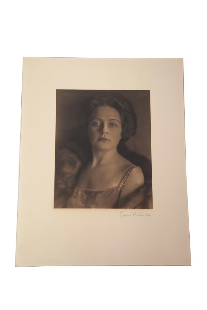 EDWARD WESTON: "PORTRAIT OF A WOMAN": silver gelatin signed and dated 1922 in matting 9 1/2 x 7 1/2 inches