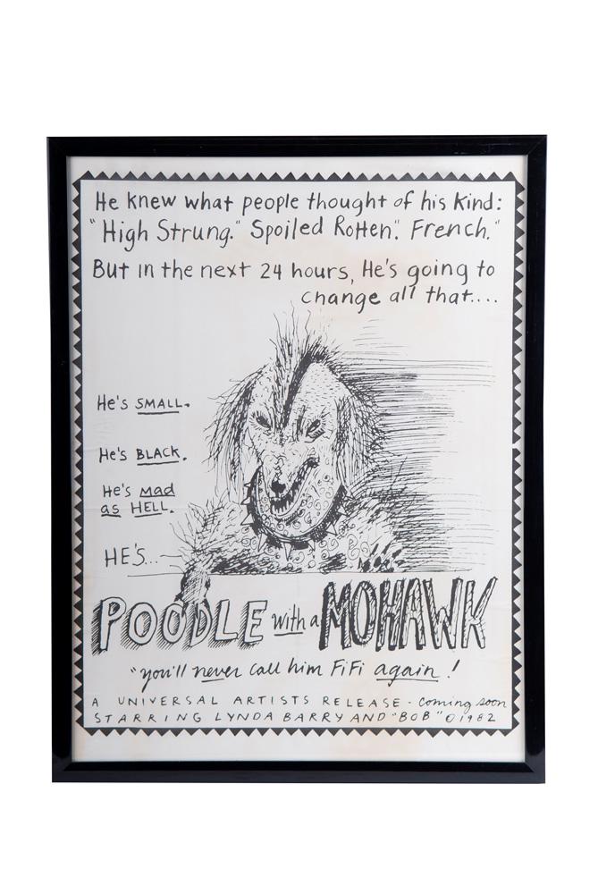 LYNDA BARRY 'POODLE WITH A MOHAWK' POSTER: 28 1/2 inches x 21 1/2 inches, sight
