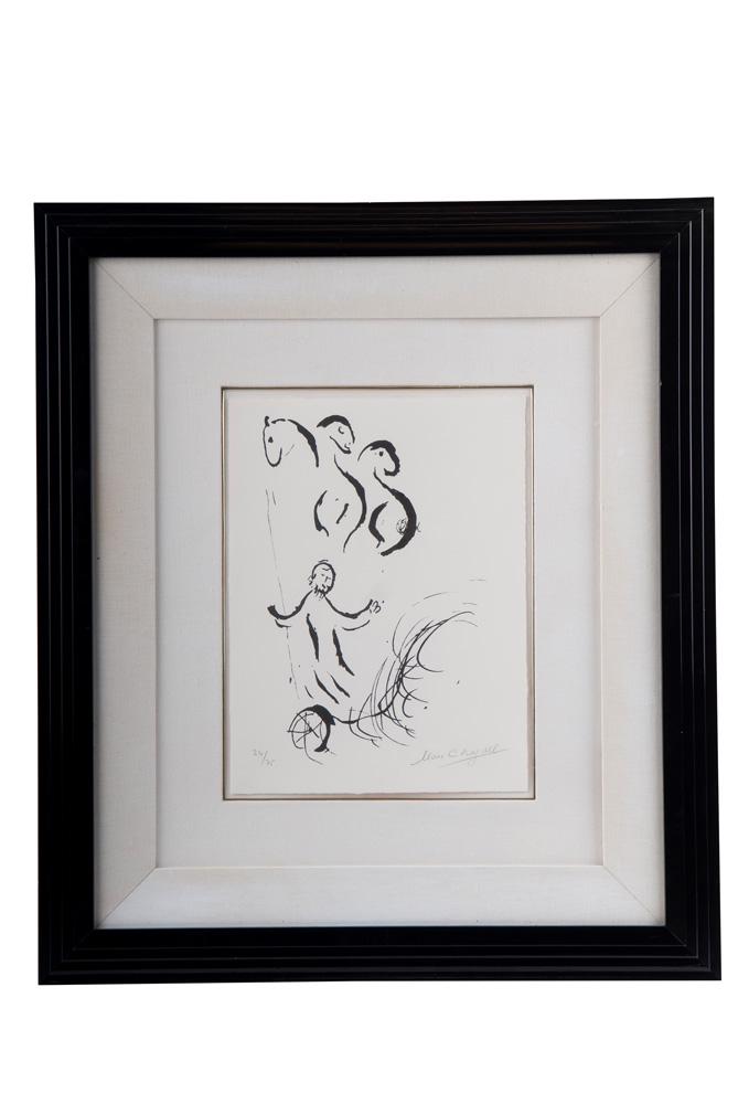 MARC CHAGALL: "ELIJAH TAKEN TO HEAVEN": lithograph signed and numbered 24/75 16 x 12 inches