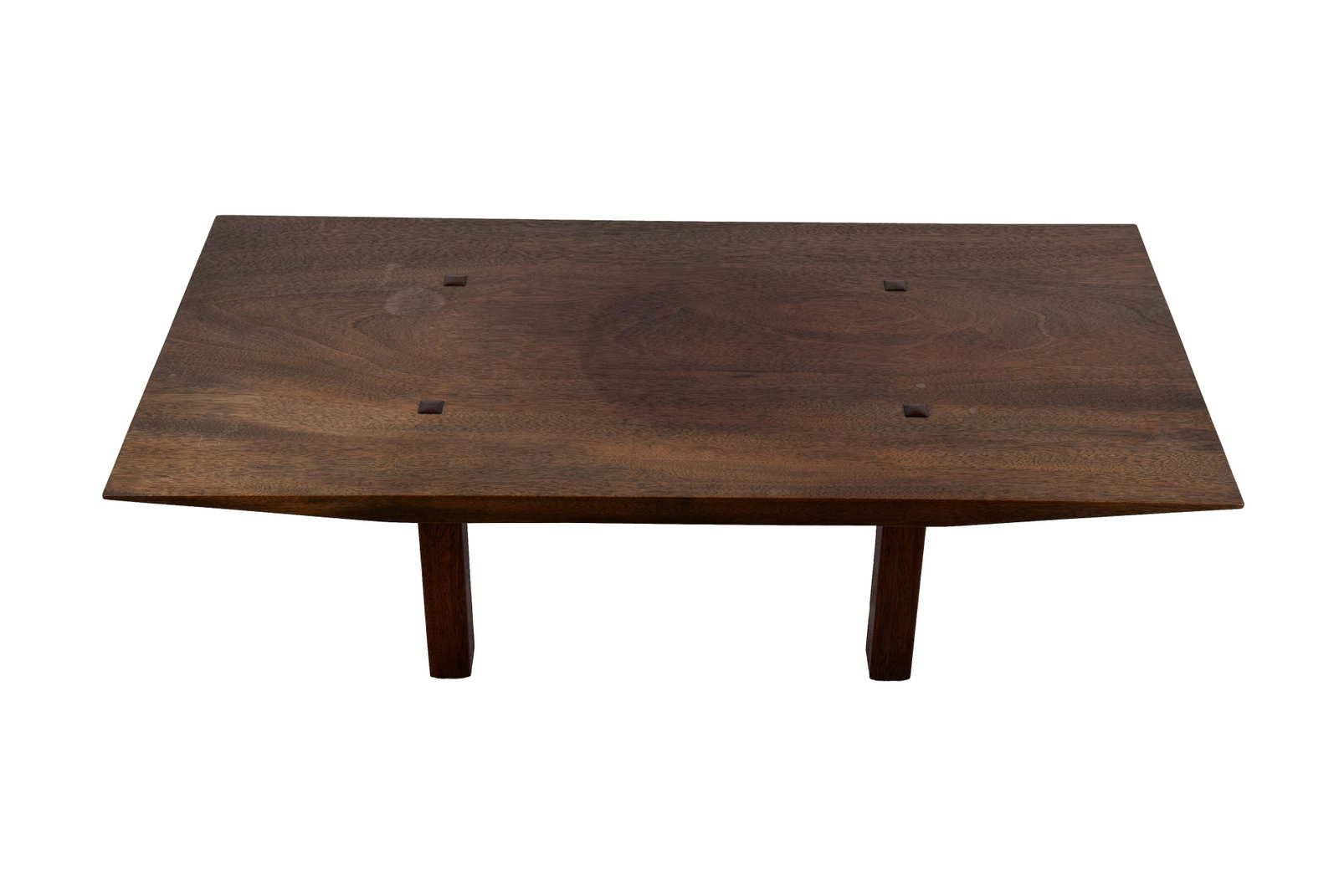 CRAFSTMAN STYLE WOOD COFFEE TABLE: Condition: with staining from use 41 1/8 inches wide; 21 inches deep; 12 3/4 inches high