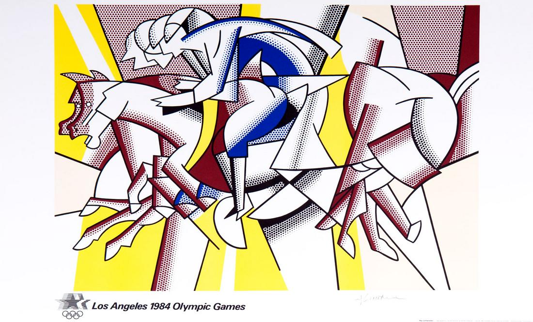 ROY LICHTENSTEIN: â€œLOS ANGELES 1984 OLYMPIC GAMESâ€: circa 1984 signed Limited Edition Print, from the ed. of 750 offset lithograph in colors signed in pencil published by Knapp Communications Corporation Condition: unframed 24 x 36 inches