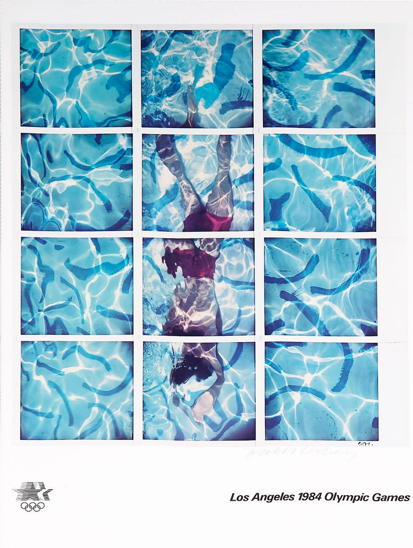 DAVID HOCKNEY: "LOS ANGELES 1984 OLYMPIC GAMES": circa 1984 signed Limited Edition Print, from the ed. of 750 offset lithograph in colors signed in pencil published by Knapp Communications Corporation Condition: unframed 36 x 24 inches