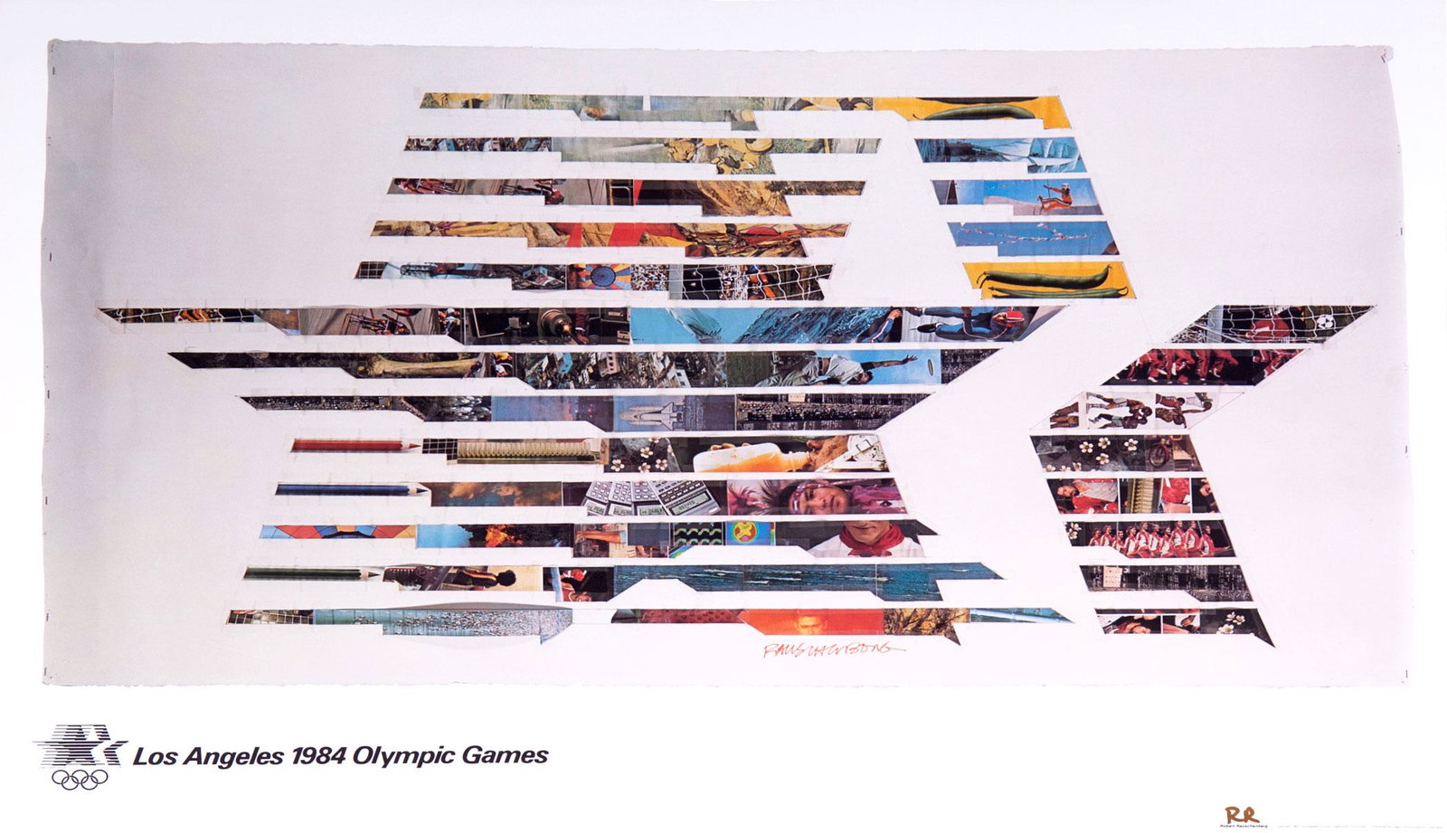 ROBERT RAUSCHENBERG: "LOS ANGELES 1984 OLYMPIC GAMES": circa 1984 signed Limited Edition Print, from the ed. of 750 offset lithograph in colors, signed in pencil published by Knapp Communications Corporation Condition: unframed 24 x 36 inches