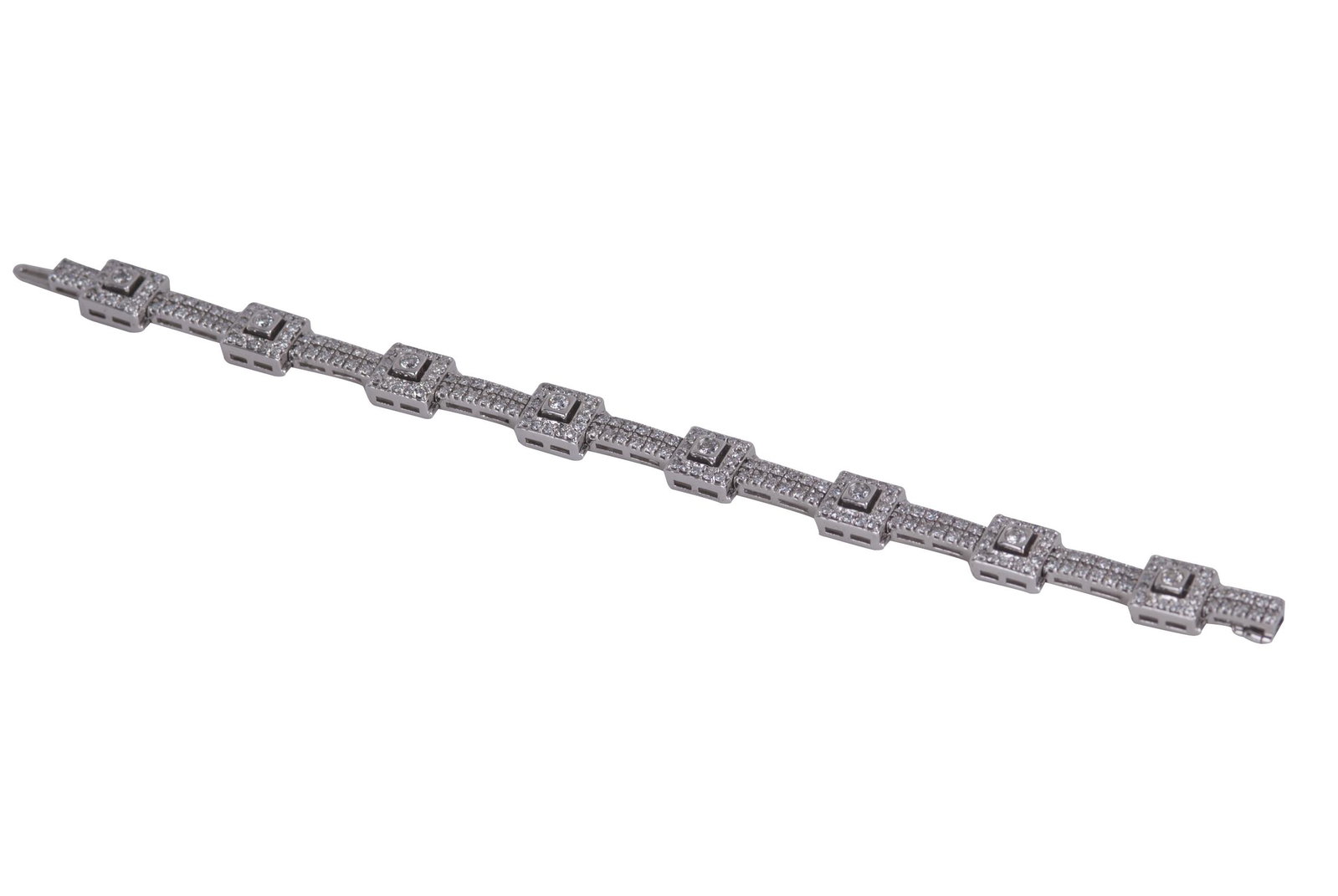 14 KARAT WHITE GOLD & DIAMOND BRACELET: the diamonds weighing approx. 3.75 total carats [H/VS average] 25.5 grams 7 inches long x 9.2 mm