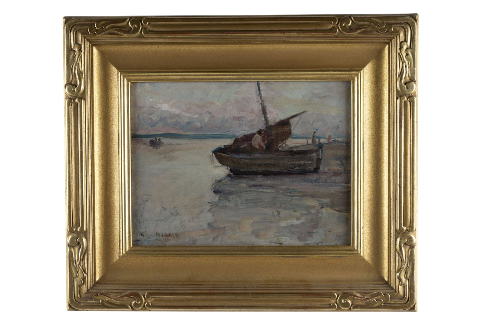 CLARENCE HINKLE: "COASTAL SUNSET": oil on canvas board signed lower right Provenance: The Estate of DeWitt McCall III De Ru's Fine Arts, Bellflower, CA 11 x 13 inches