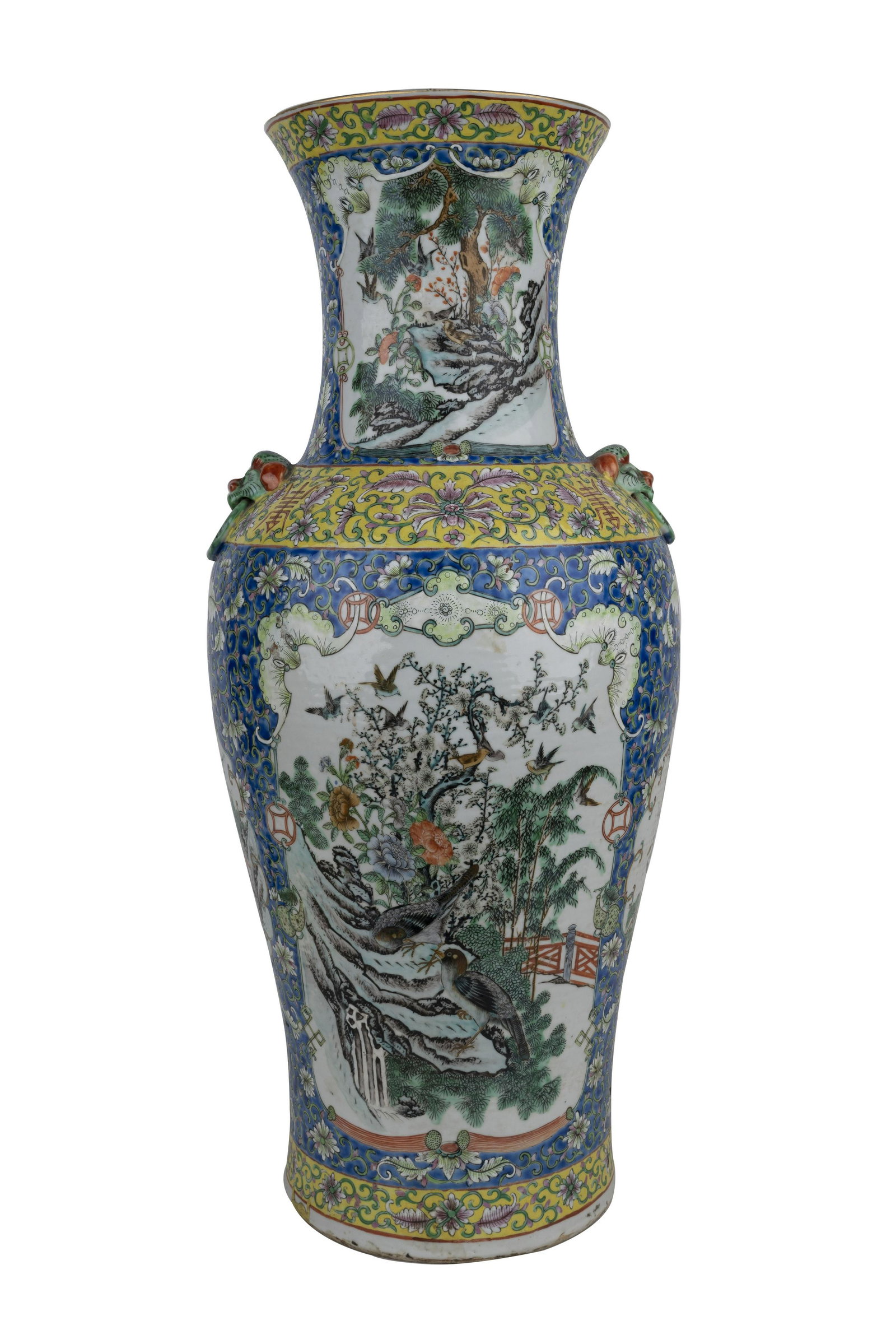 CHINESE FAMILLE VERTE PORCELAIN VASE: Condition: visual staples for old repair 24 inches high