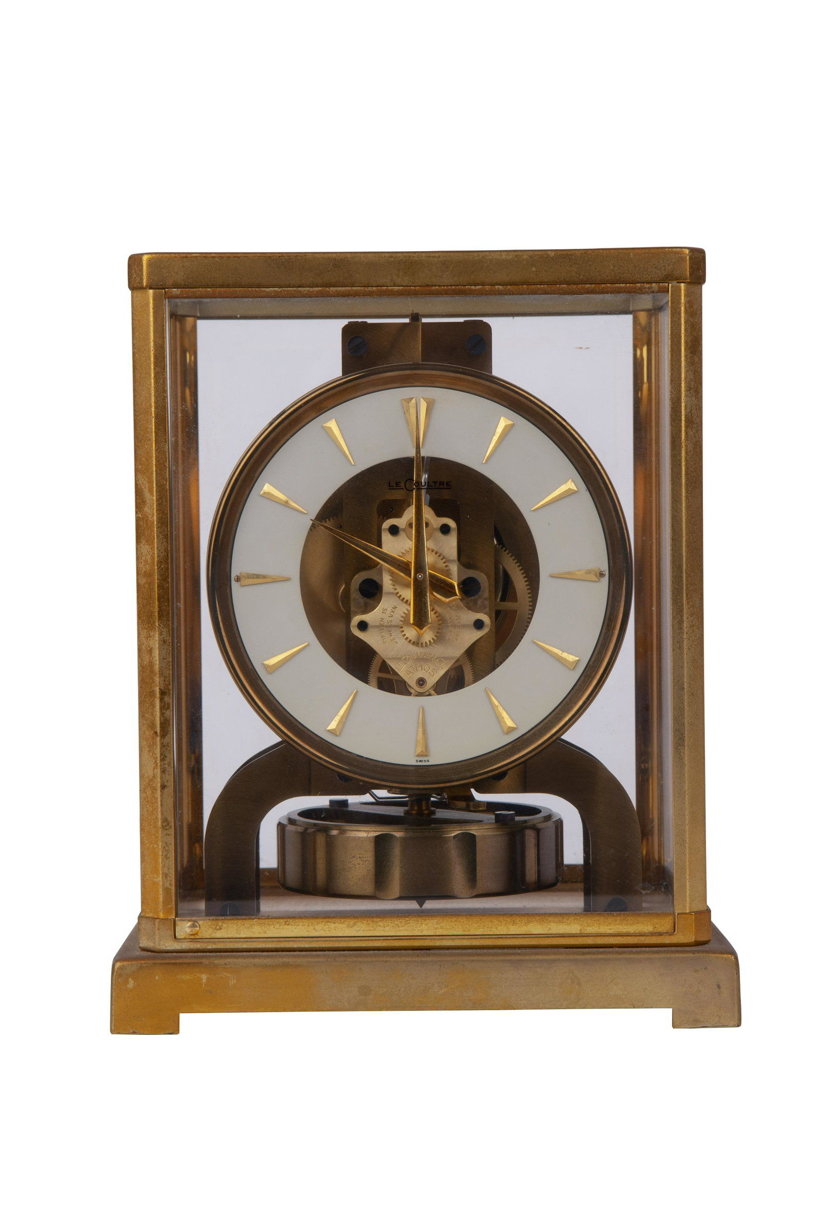 LE COULTRE ATMOS CLOCK: Condition: with wear and pitting throughout, not running. 8 1/4 x 7 1/8 inches