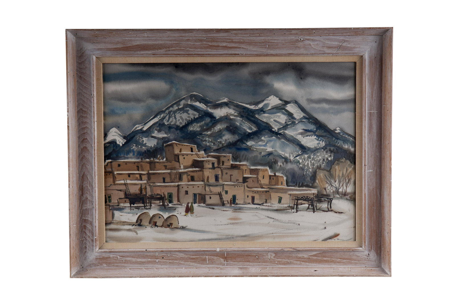 PHILIP MOOSE: "PUEBLO LANDSCAPE, WINTER": watercolor signed lower right Provenance: The Douglas & Eunice Goodan Living Trust 20 x 28 inches