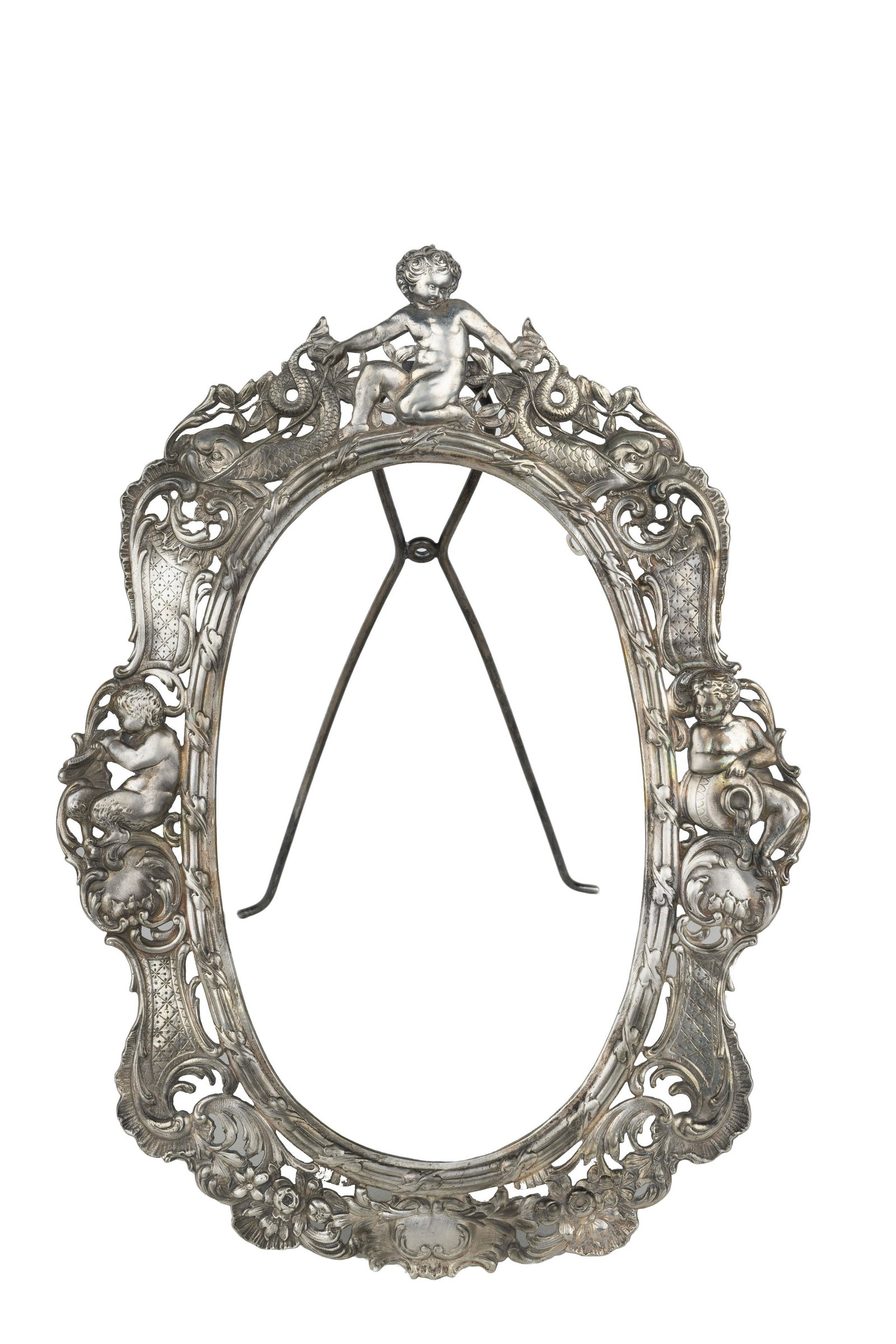 .800 SILVER TABLE FRAME: Provenance: The Estate of Judith Sterling Morse Plunkett 12 3/4 x 9 inches