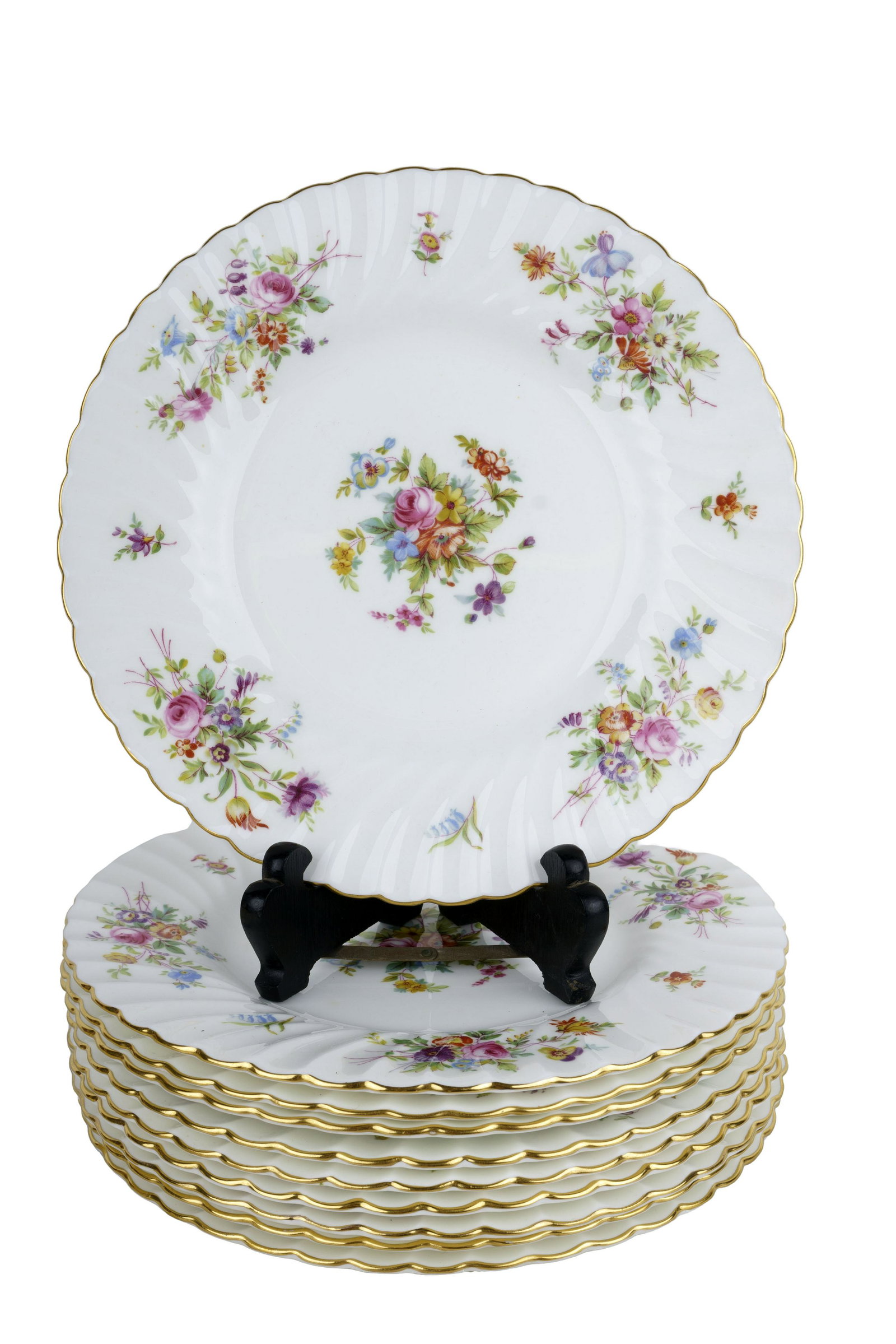 TEN MINTONS PORCELAIN LUNCHEON PLATES: Marlow pattern Provenance: The Estate of Judith Sterling Morse Plunkett 9 inches diameter
